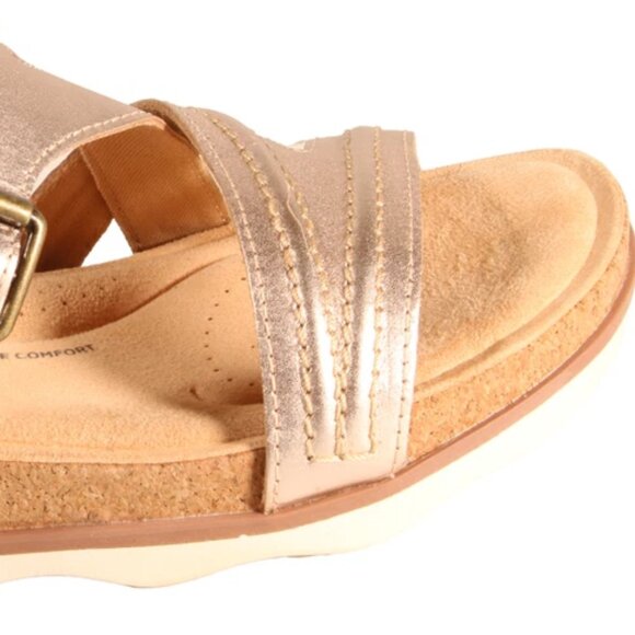 CLARKS COLLECTION Brynn Step Women's 10 W WIDE Adj Rose Gold Leather Sandal NWT - Picture 4 of 9